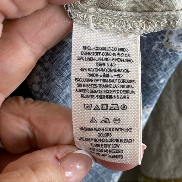 Free People We The Free Women’s Navy and Beige Patterned Button Down Shirt M - Picture 7 of 13